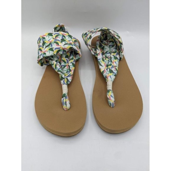 Women's Sanuk Yoga Siing ST Solstice Sandals Shoes Size 8 Floral Flip Flops - Picture 2 of 5